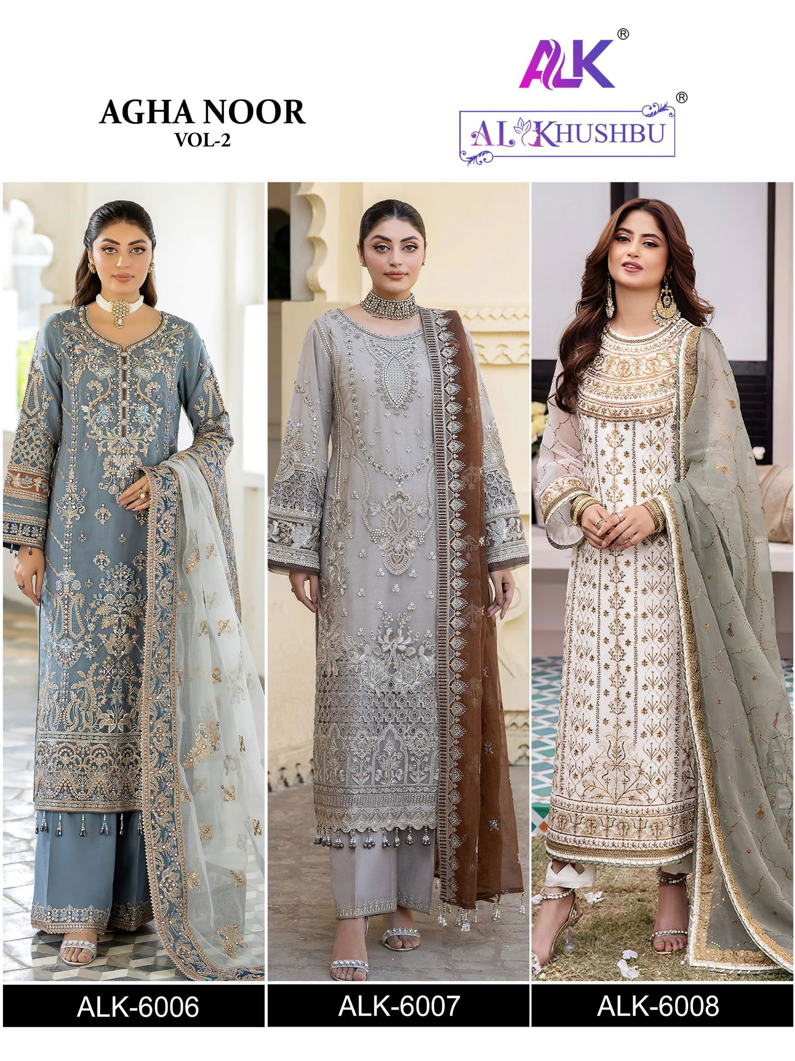 Agha Noor Vol 2 By Al Khushbu Georgette Pakistani Suits Orders In India